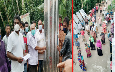 আম্ফানে ক্ষতিগ্রস্থ পরিবারের মাঝে দ্বিতীয় দফায় টিন বিতরণ ।